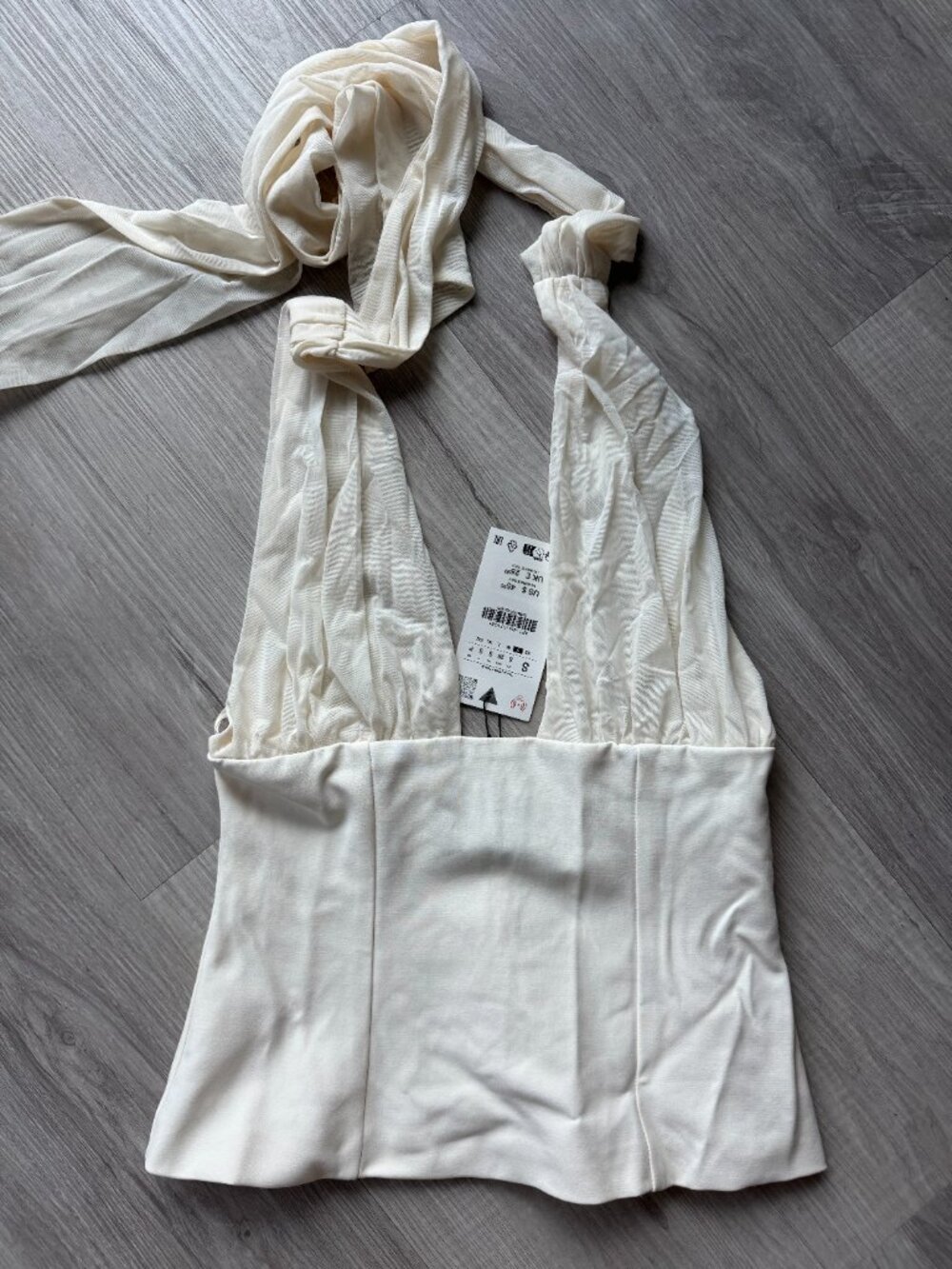 Zara Matching Tulle Halter Top White NWT Size S - Picture 10 of 13